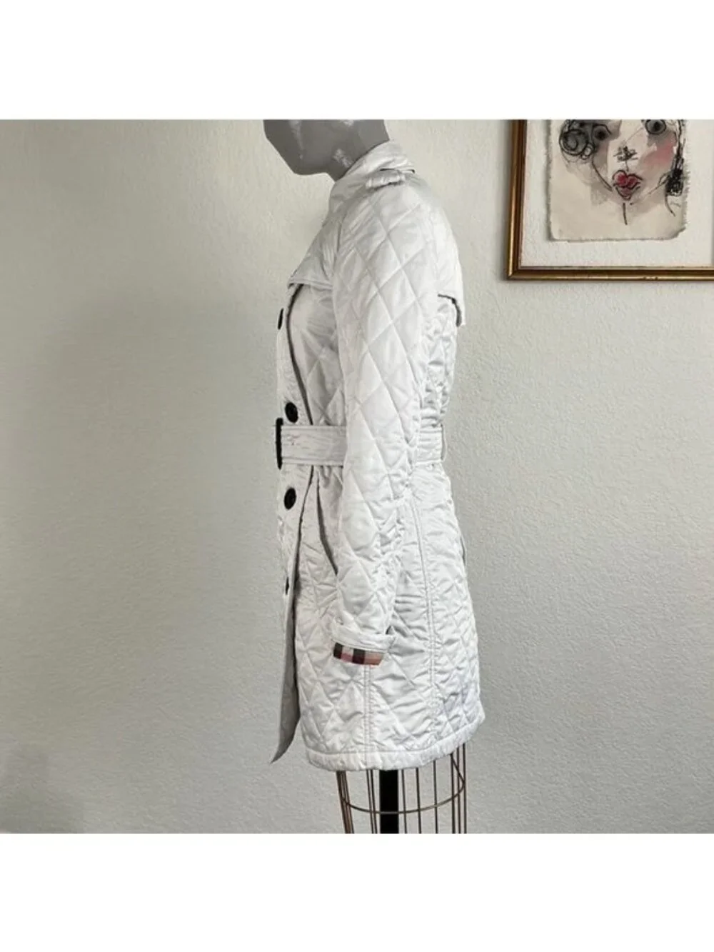 Burberry White Quilted Trench Coat Belted Jacket - Picture 6 of 16